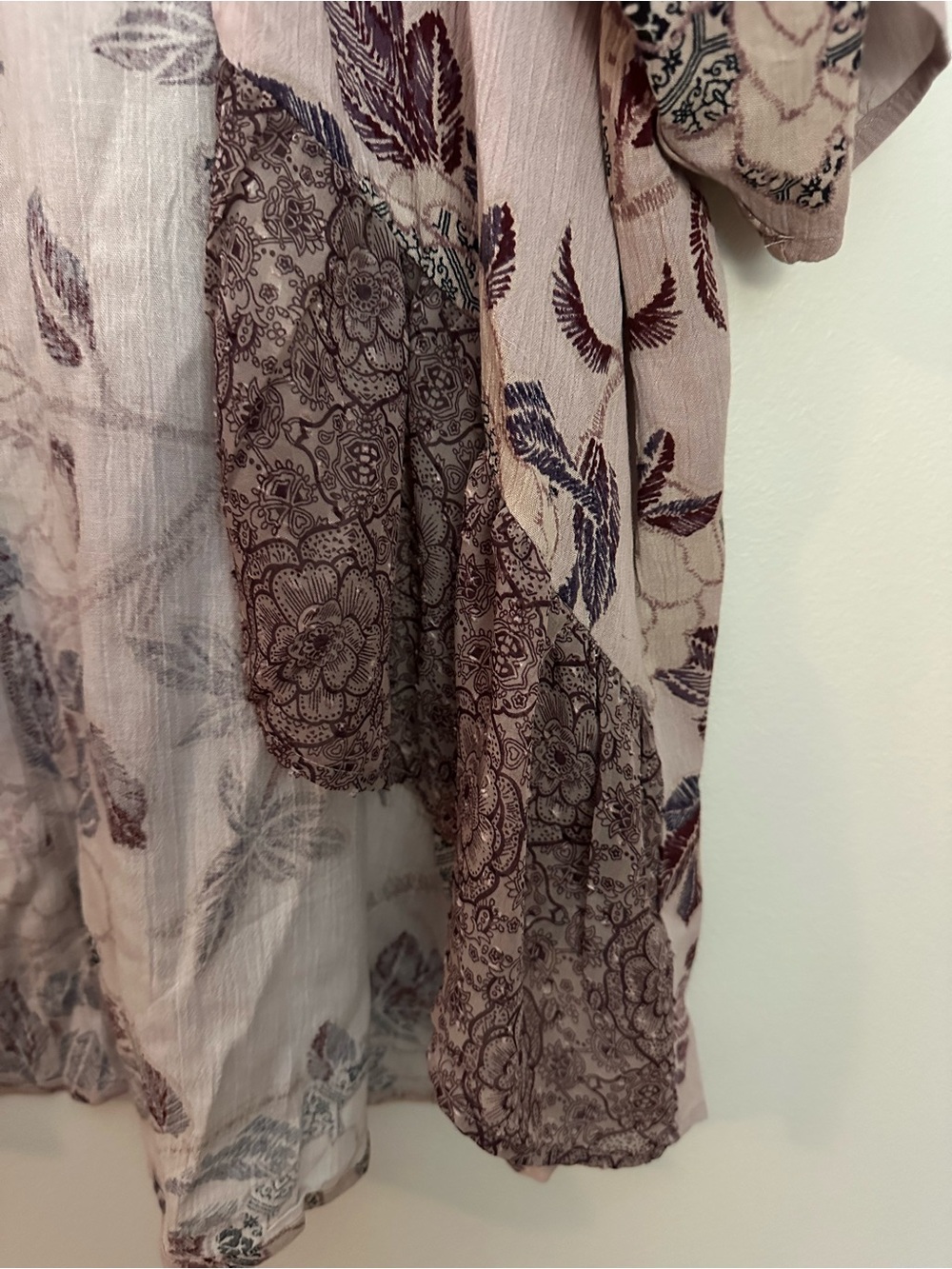 Knox Rose Kimono Cardigan Floral XS Dusty Rose EUC - Picture 3 of 11